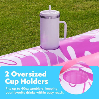 Inflatable Tanning Pool Lounge with Pillow & Cup Holder