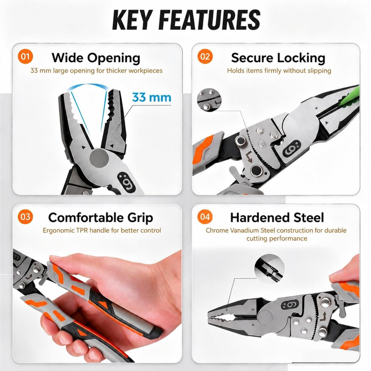 55-Steel Self-Locking Anti-Skid Ratchet Pliers | Heavy-Duty Wire Cutters & Holding Tool, Hands-Free Grip DIY Hardware for Automotive & Plumbing Projects 🔧⚙️