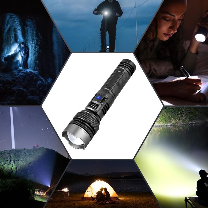 Waterproof Rechargeable Digital Display 2-in-1 Strong Light Flashlight