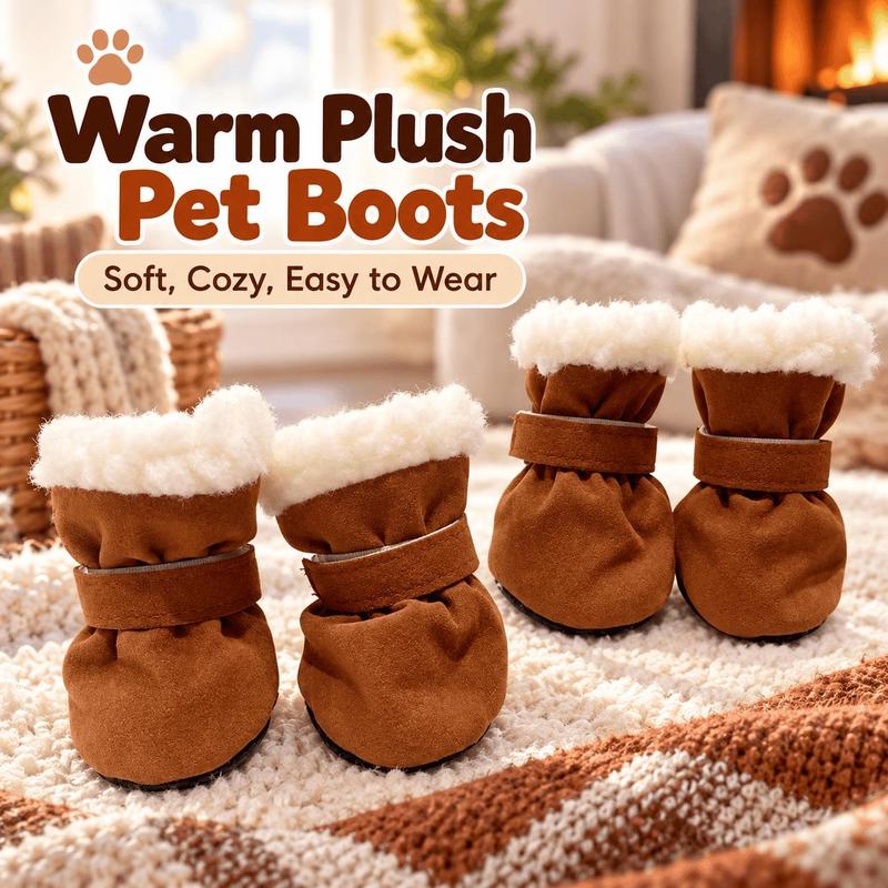 🐾Soft Velvet Puppy Booties, Warm Non-Slip Paw Covers for Small Dogs