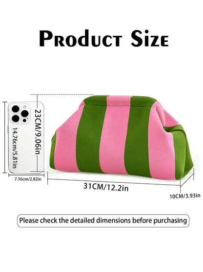 Women's Striped/diamond Dot Cloud Handbag