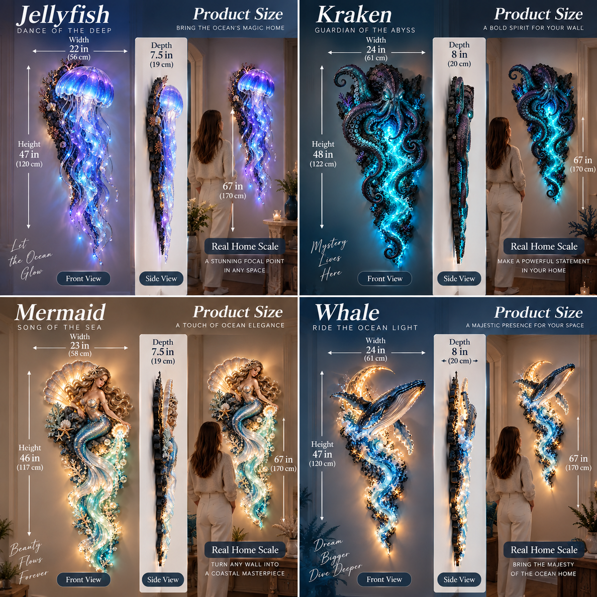 ⏰Limited Stock 50% OFF - 🌊✨ Enchanted Ocean Legends™ Lighted Wall Décor Collection 🐋🧜‍♀️