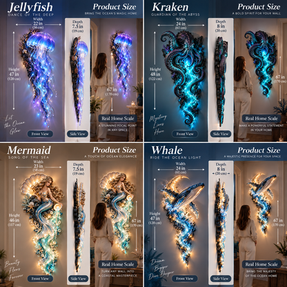 ⏰Limited Stock 50% OFF - 🌊✨ Enchanted Ocean Legends™ Lighted Wall Décor Collection 🐋🧜‍♀️