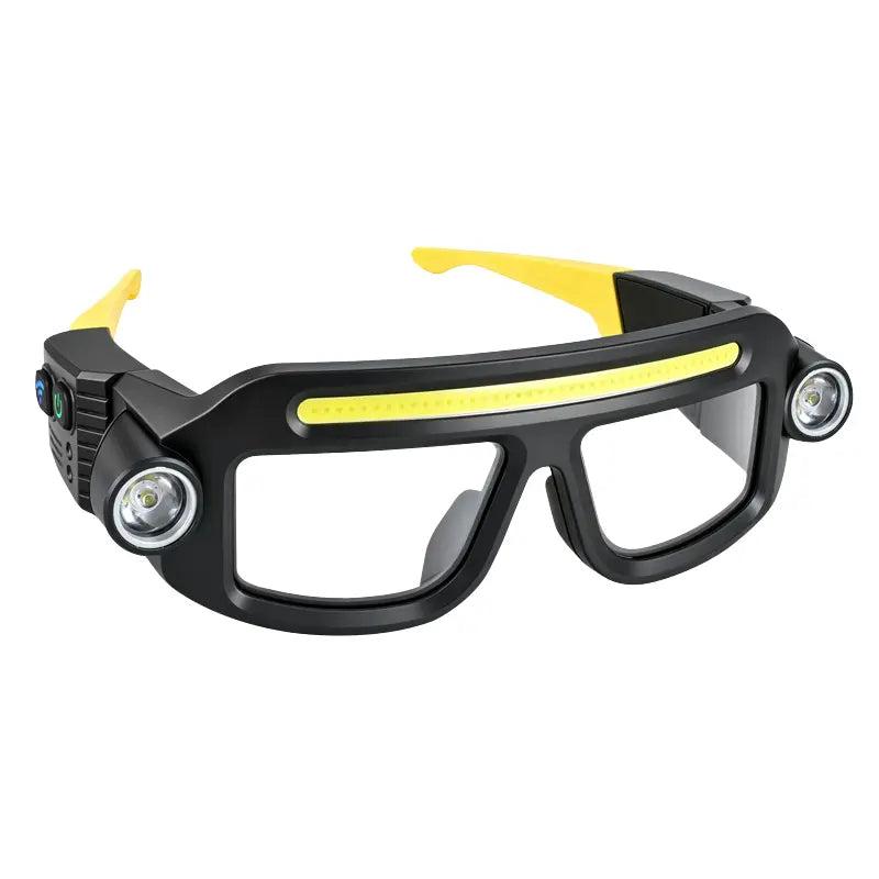 Rechargeable LED Headlamp Glasses - Hand-Wave Sense, Type-C USB Charging, 5-Mode COB Lights, Dual Side Spotlights, IPX4 Waterresist, Lightweight Motorcycle Accessories for Camping, Automotive Tasks