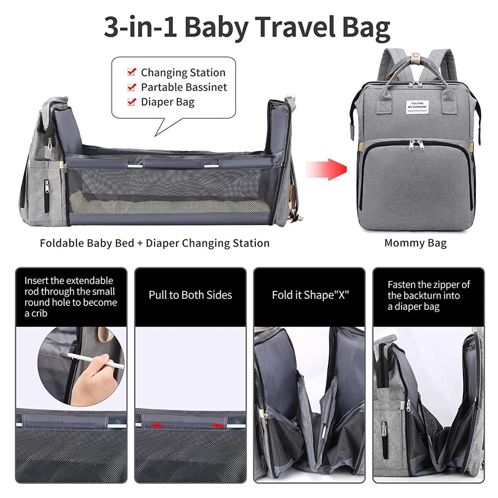 🎉 Black Friday Sale Starts Early✨All-in-One Diaper Bag & Portable Baby Bed Travel Set