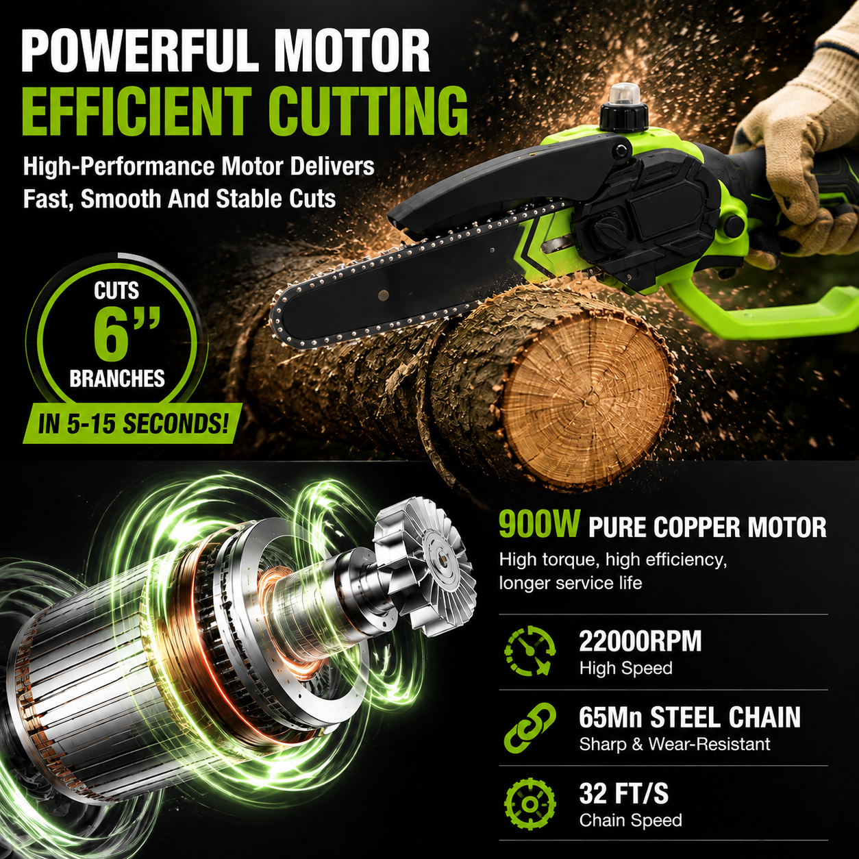 ⚡Mini Chainsaw 🔋 8-Inch Portable Electric Chainsaw for Tree Trimming & DIY  URL Handle