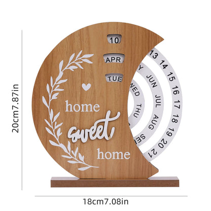 📅Wooden Perpetual Calendar Handcrafted Rotatable Discs Vintage Rustic No Need to Replace Yearly