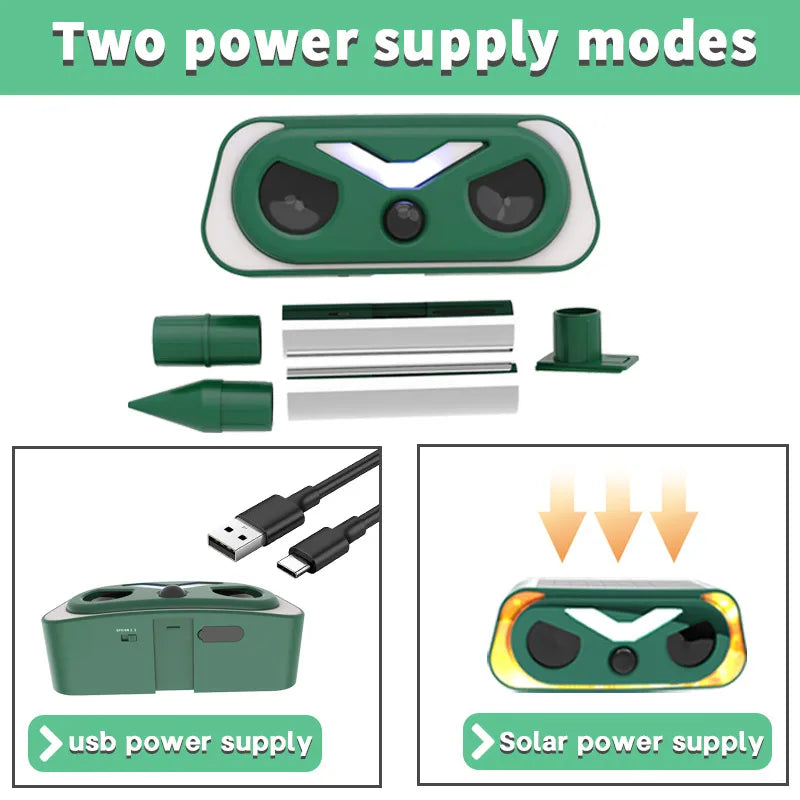Upgraded Solar Ultrasonic Animal Repellent Outdoor