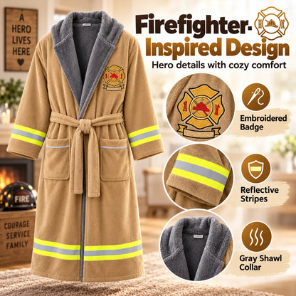 🚒🔥 Firefighter Robe — Stay Cozy Off Duty with Bold Firefighter Style!
