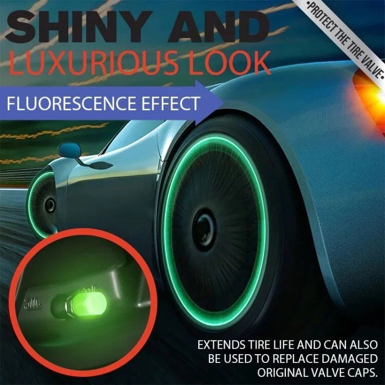 Glow-in-the-Dark Car Tire Valve Cap Set - Durable, Easy-to-Install