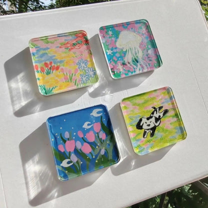 ✂🎞10 Pack 2"x2" Clear Acrylic DIY Fridge Magnets Set with Adhesive Backing – Square Magnetic Photo Frames💕