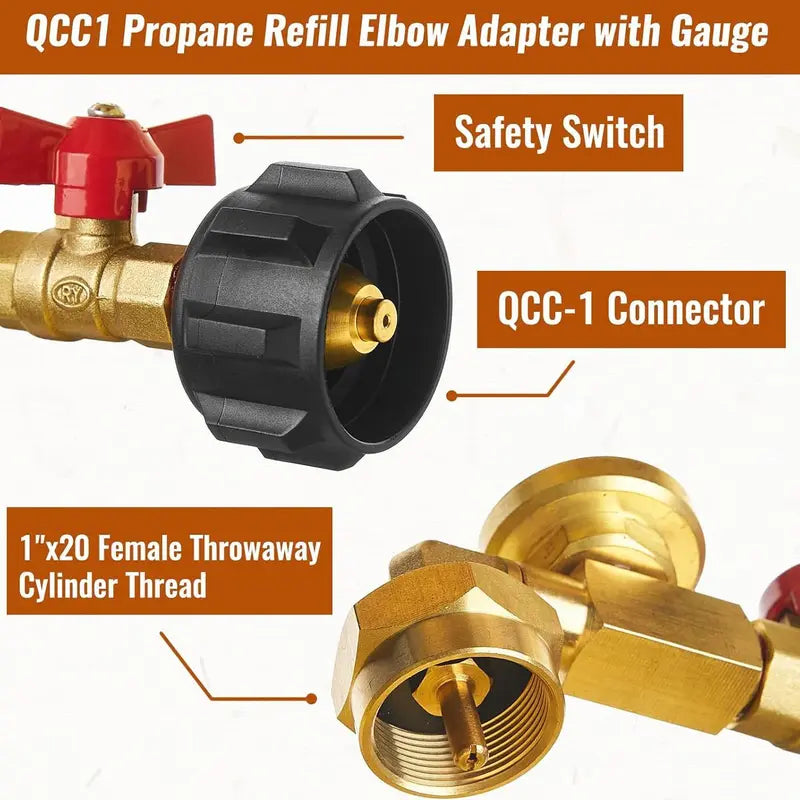 🔥Hot Sale 49% off💰⛽ Propane Refill Adapter with Valve & Gauge