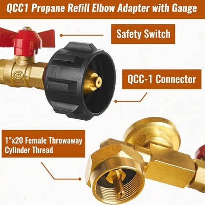🔥Hot Sale 49% off💰⛽ Propane Refill Adapter with Valve & Gauge