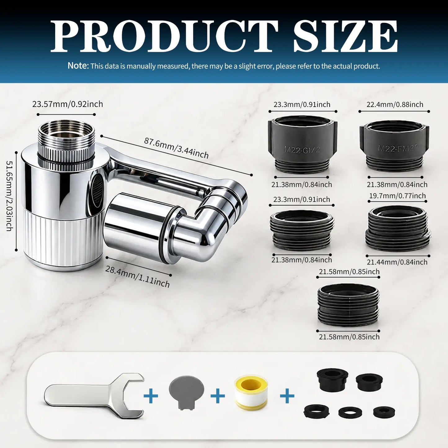 360° Swivel Faucet Filter Set with 3 Replacement Cartridges