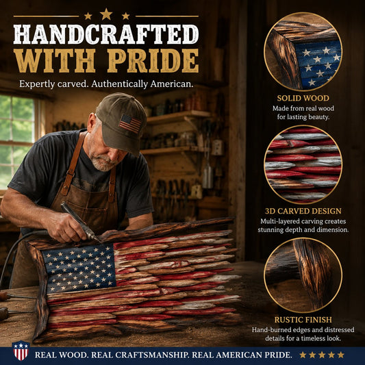 🇺🇸 Handmade Wooden American Flag Wall Art 🔥