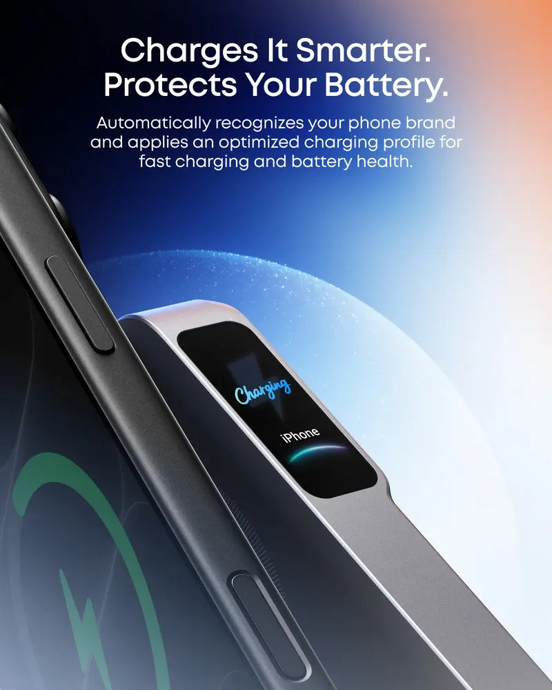 2 25W Magnetic Wireless Portable Charger, 10,000mAh Fast Charging Battery Pack with Smart Display