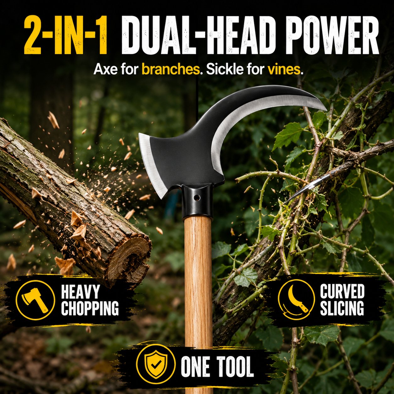 Dual-Head Clearing Axe & Sickle