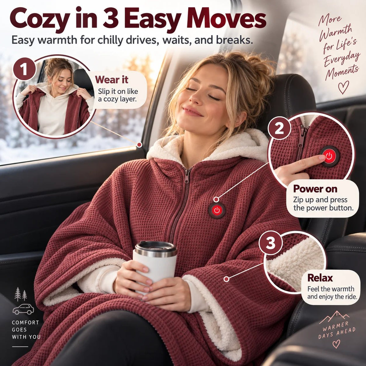 🔥 🔥Wearable Heated Blanket Shawl – Cozy Hands-Free Warmth🔥