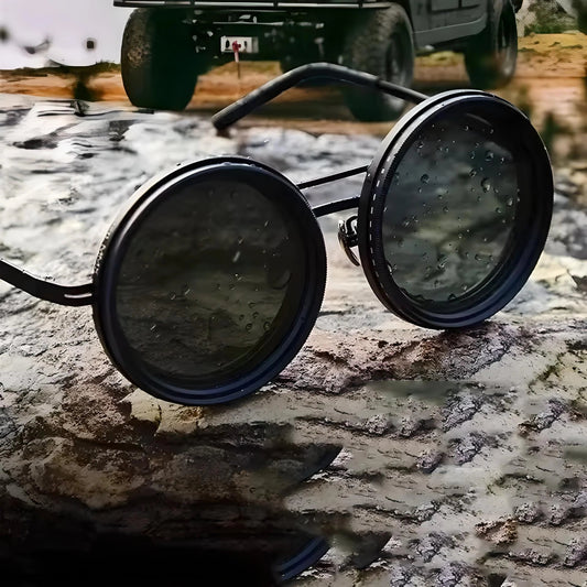 Adjustable Tint Polarized Round Sunglasses | ND9 Stepless 1-9 Gears