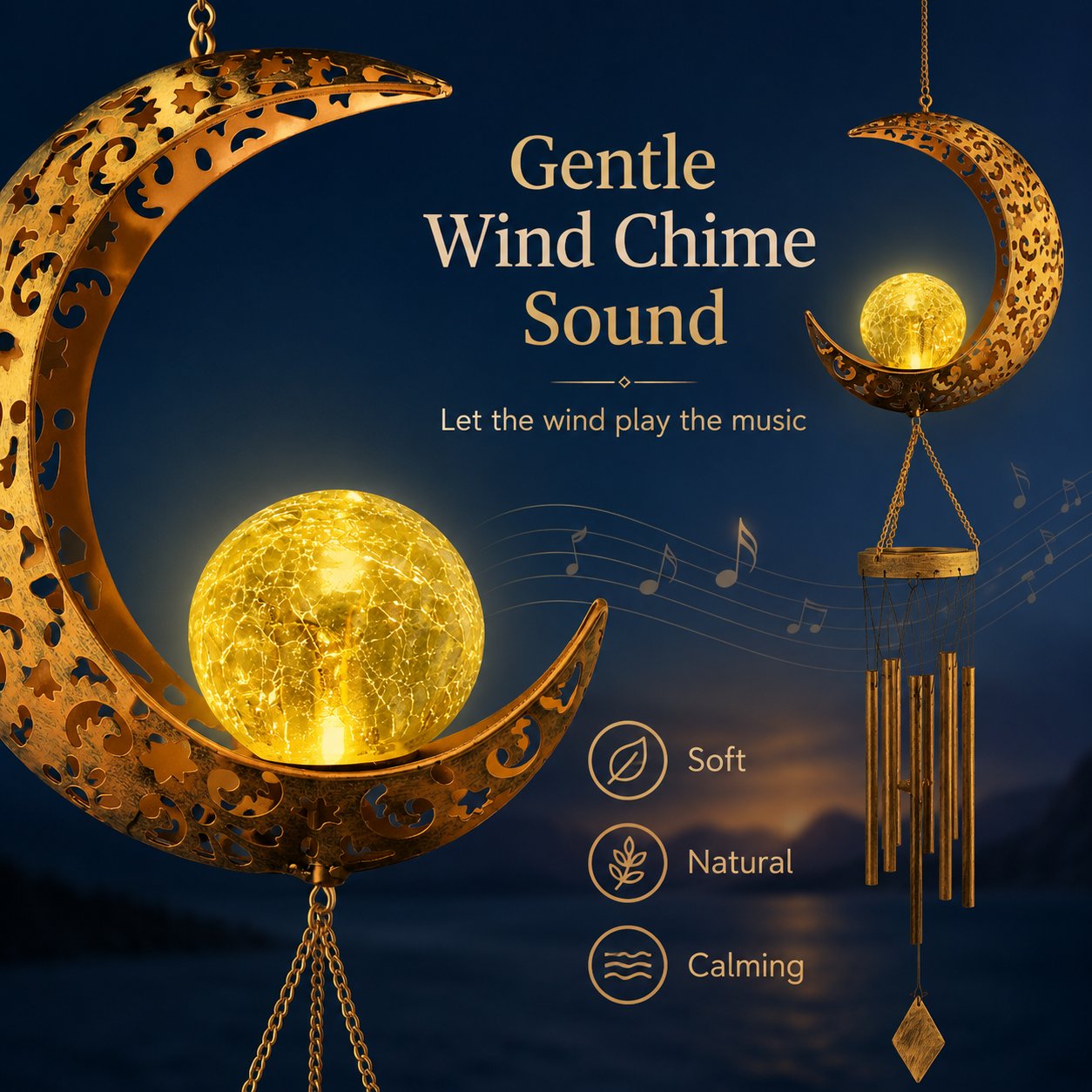 🌙✨ Moon Courtyard Solar Wind Chime