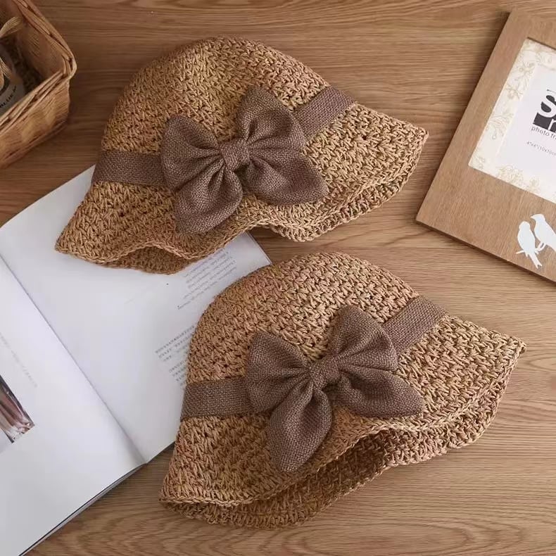 👒Elegant Crochet Straw Hat with Ruffle Detail