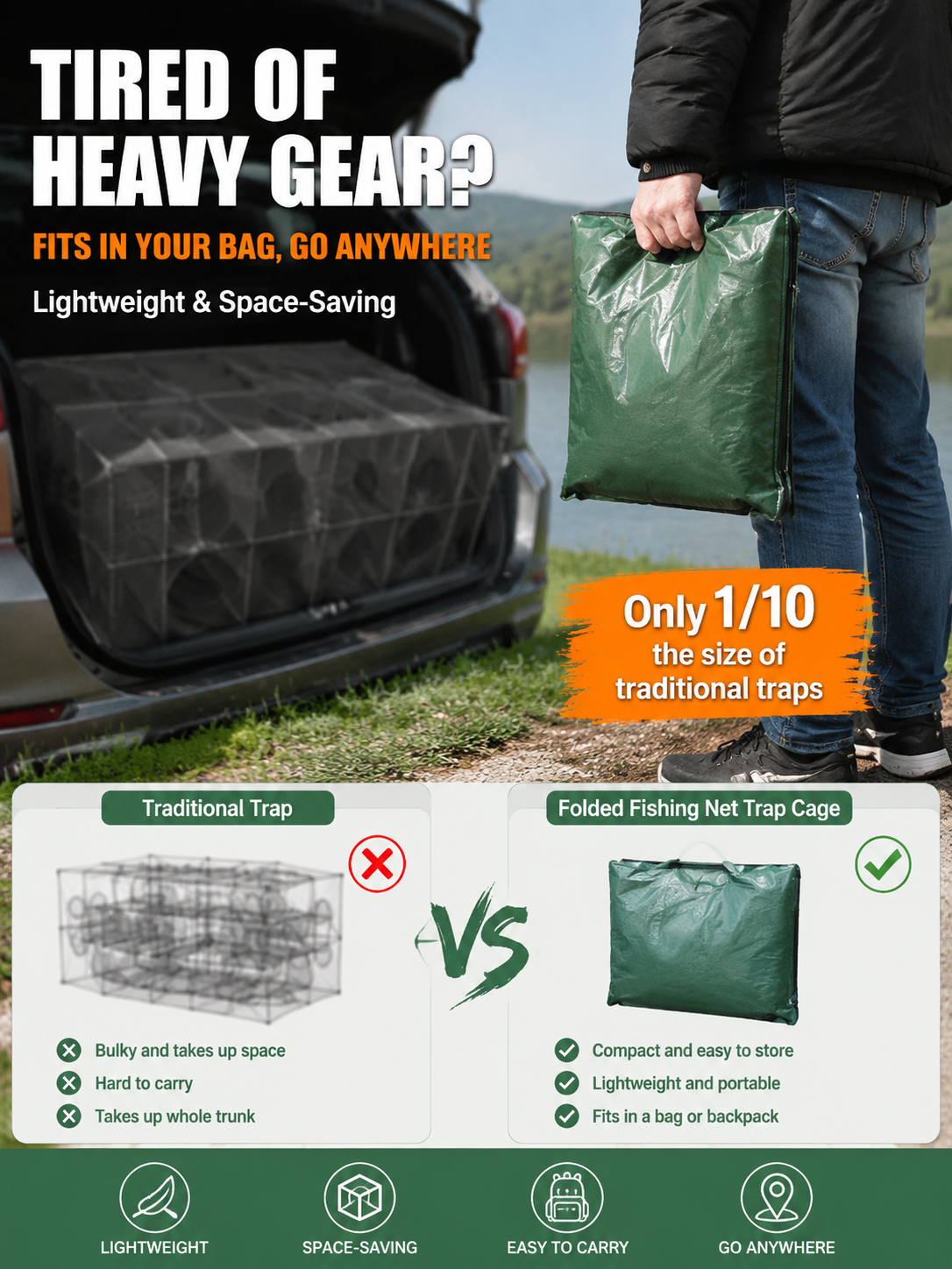 🦐🦀Automatic Foldable Fish Catcher – The Smart Trap for Bigger Catches! 🎣✨