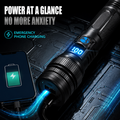 💎 50% Off! 💎 High-power flashlight: features an aluminum alloy heat-dissipating head and a telescopic zoom design for powerful, concentrated light; also functions as a power bank and includes a digital battery level display