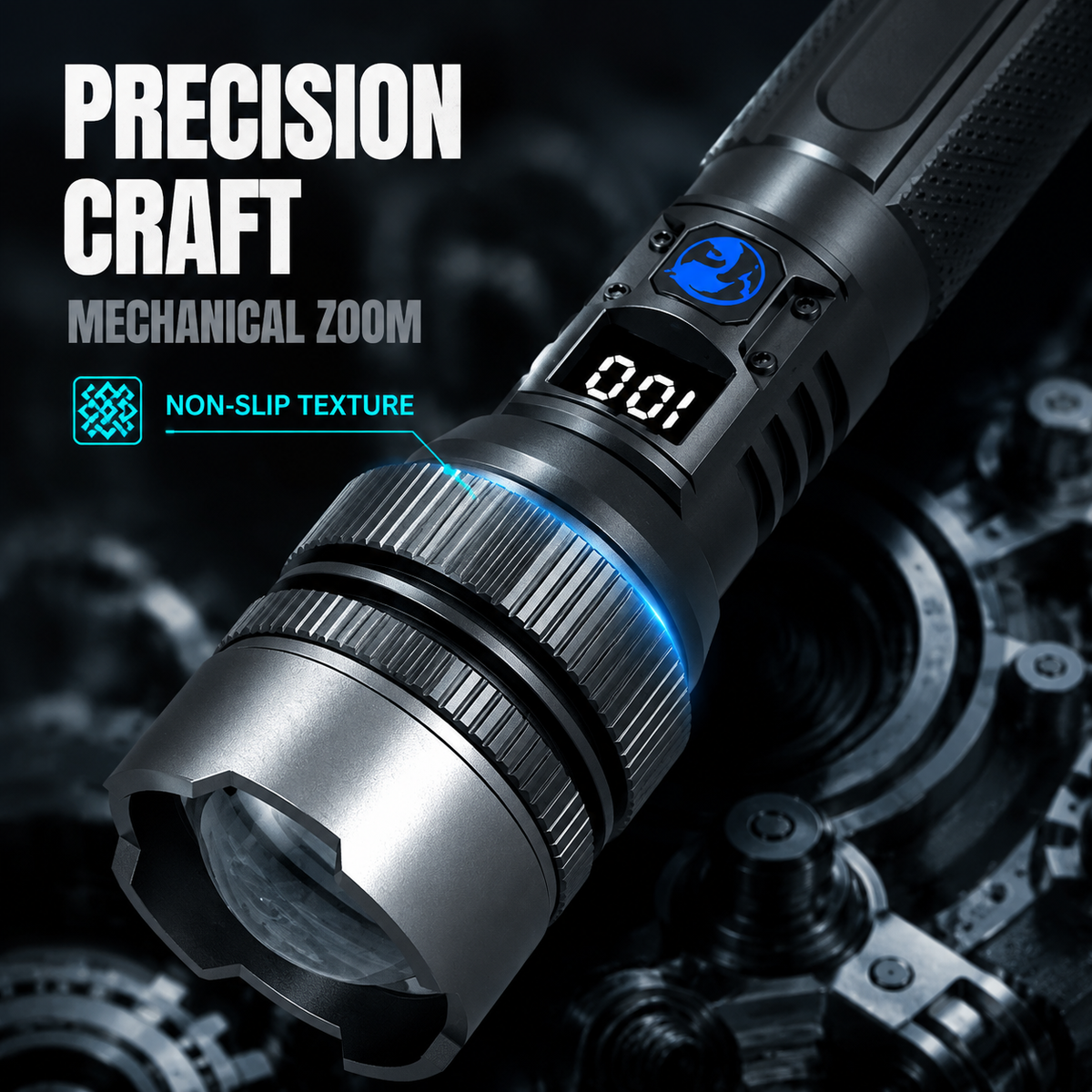 💎 50% Off! 💎 High-power flashlight: features an aluminum alloy heat-dissipating head and a telescopic zoom design for powerful, concentrated light; also functions as a power bank and includes a digital battery level display