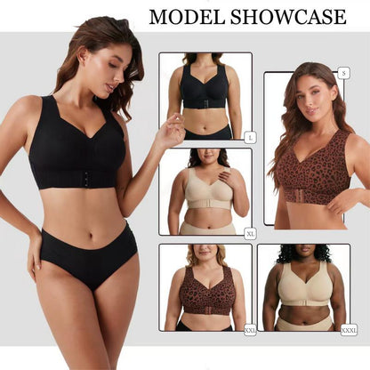 Cross Back Front Closure Wireless Posture Support Bra