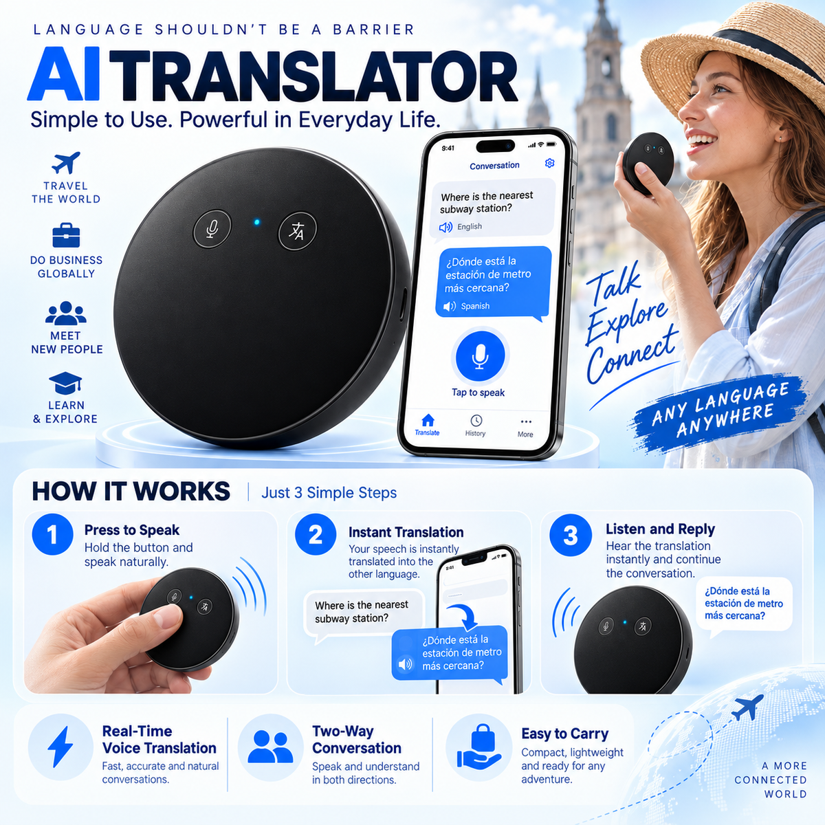 🌍 AI Smart Voice Translator – Speak, Learn & Connect Anywhere ✨