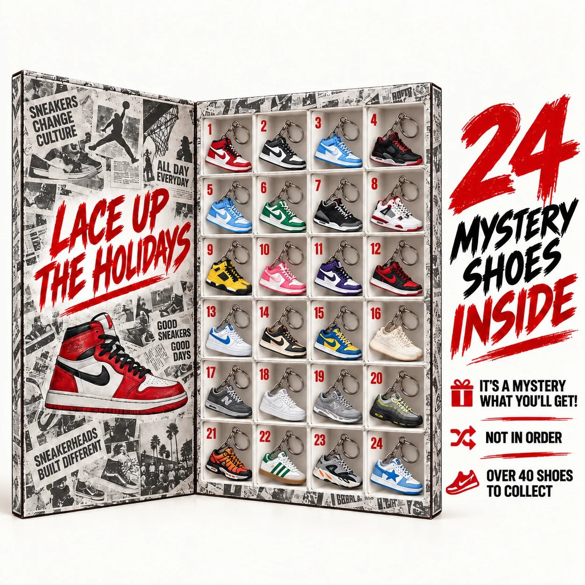 Sneakerhead Advent Calendar | 24 Mini Sneaker Keychains Christmas Countdown Gift