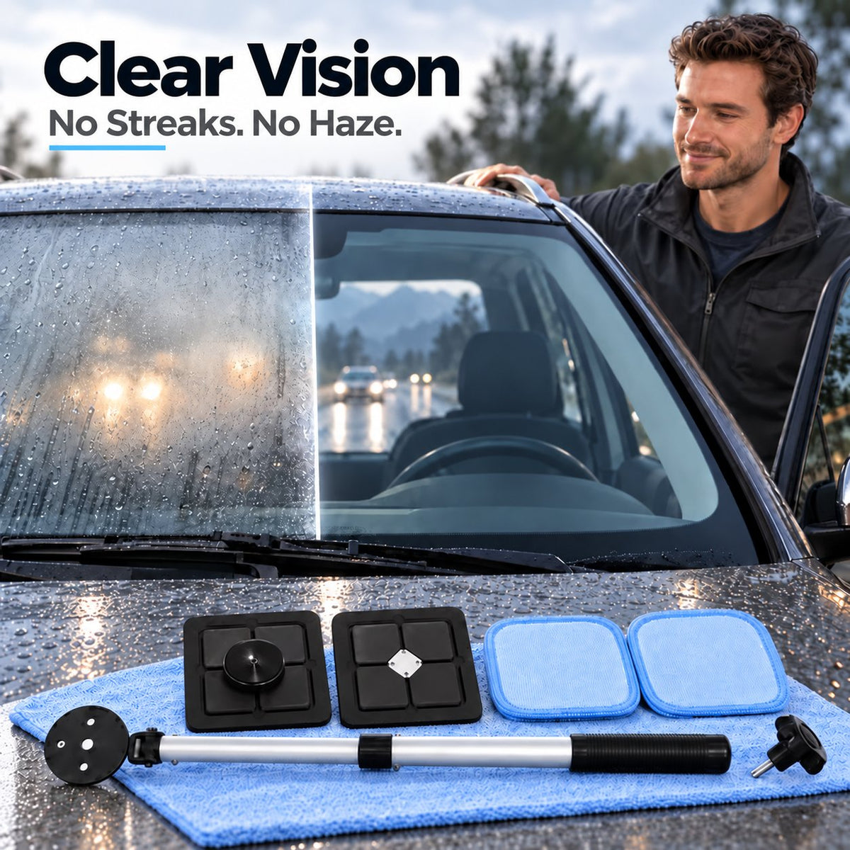 🚘Dual Magnetic Car Windshield Cleaner | Streak-Free Auto Glass Cleaning Kit