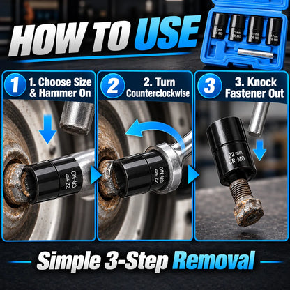 🔩🔧 Damaged Lug Nut Extractor Set — Remove Stripped & Stuck Nuts with Ease!