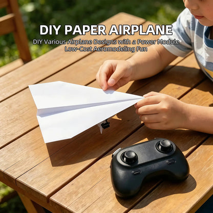 RC Paper Airplane Kit with Gyro Stabilizer – DIY Electric Remote Control Plane with Dual Propellers, Lightweight Foldable Flying STEM Toy