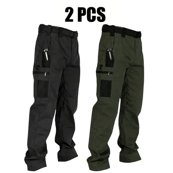 🔥Men's Waterproof Tactical Work Pants - Solid Color with Multi-Pockets for Outdoor Activities