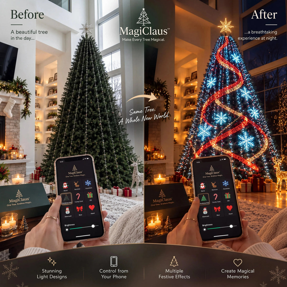 🔥Black Friday Deal 🎄Smart Animated Christmas Tree Lights – App-Controlled LED Effects