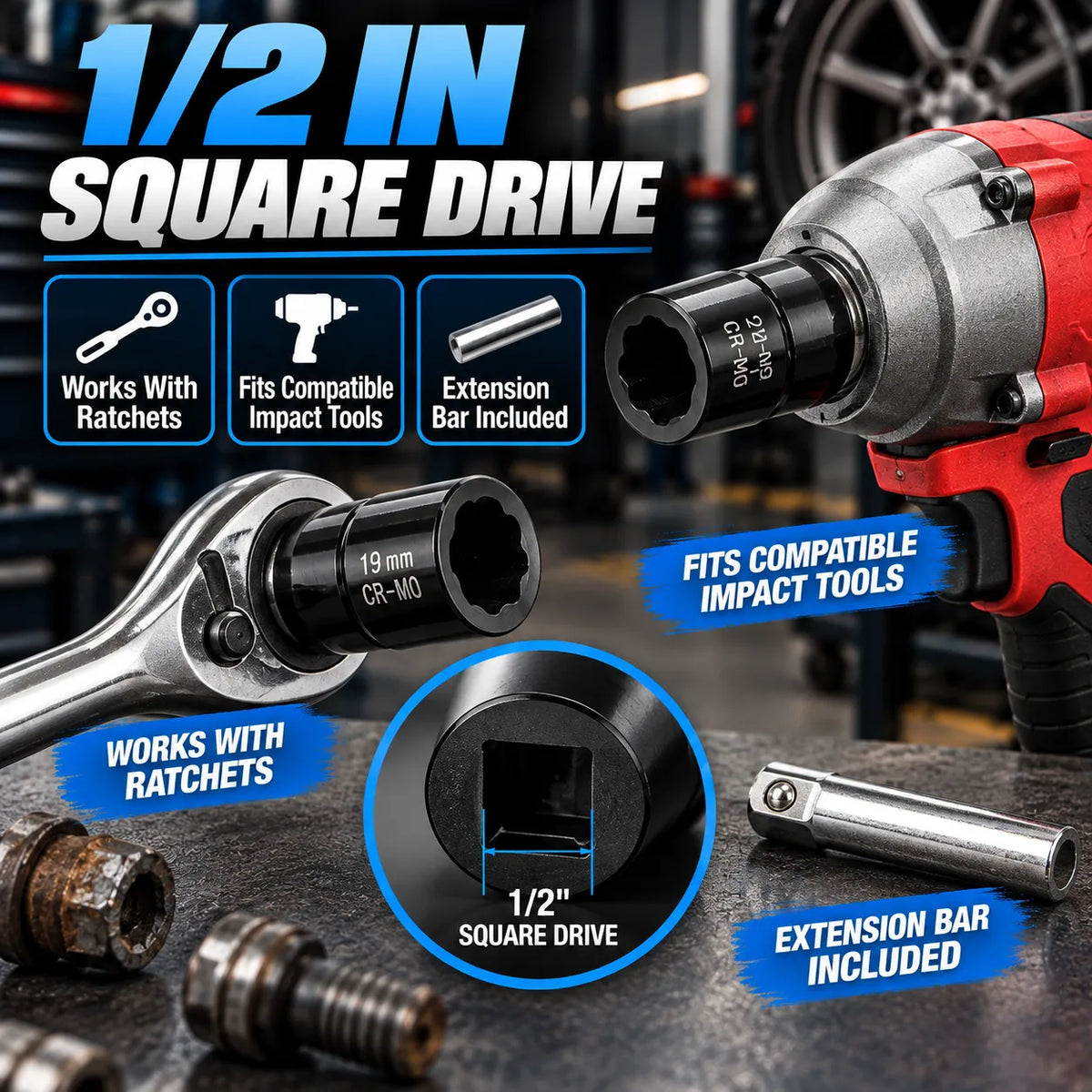 🔩🔧 Damaged Lug Nut Extractor Set — Remove Stripped & Stuck Nuts with Ease!