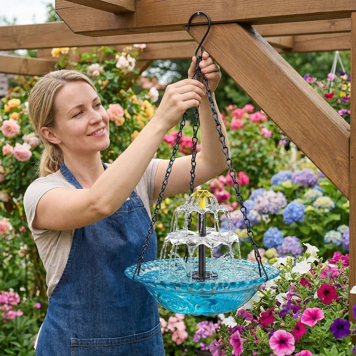 🔥46% Off--Solar Cascade Hanging Bird Bath Fountain🎁Buy 2 Free Shipping