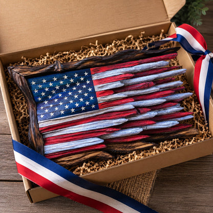 🔥Last Day 49% OFF - 3D Rustic American Flag Wall Decor — Rough Wood Texture, Raised American Pride