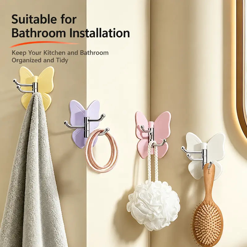 Butterfly Corner Rotating Hook | No-Drill Adhesive Wall Hook