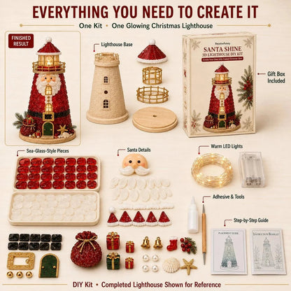 🎄Beginner-Friendly DIY Lighted Christmas Character Sea Glass-Style Lighthouse Kit Collection | Complete Kit with Sea Glass-Style Pieces, LED Lights & Step-by-Step Guide Included 💕
