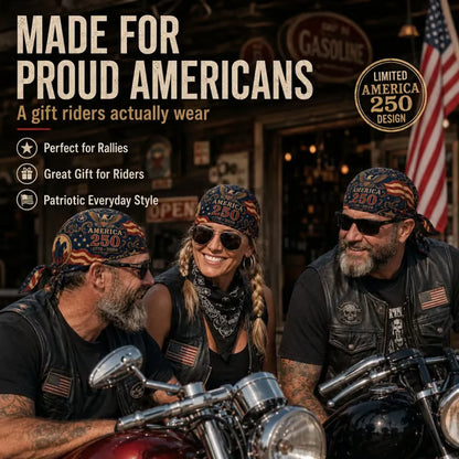 🔥LIMITED AMERICA 250 DESIGN — Cycling Pirate Hat / Biker Headwrap