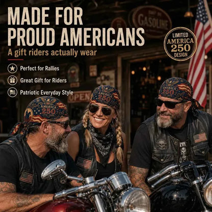 🚨FLASH SALE - 🎖️America 250 Tribute Biker Do Rag(✨Moisture-Wicking All-Day Comfort}