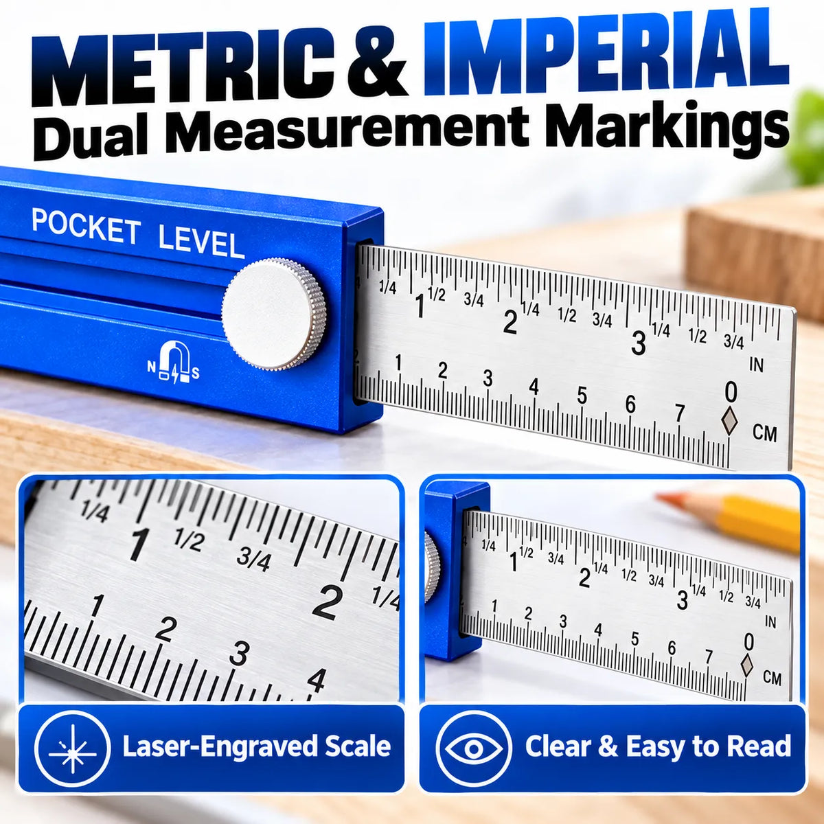 📏✨ Multifunction Measuring Gauge & Level — Measure, Align & Mark with Precision!