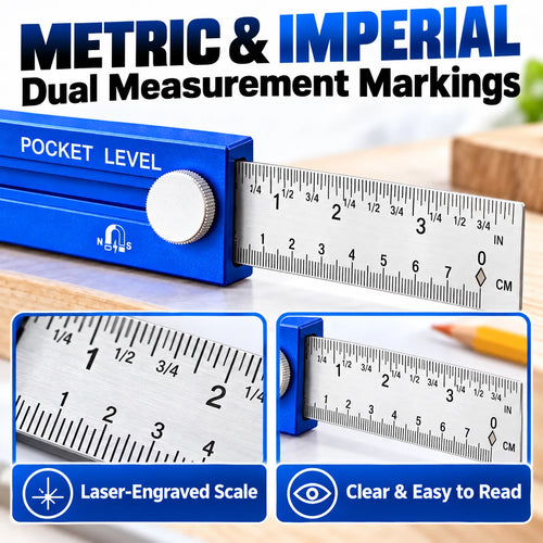 📏✨ Multifunction Measuring Gauge & Level — Measure, Align & Mark with Precision!