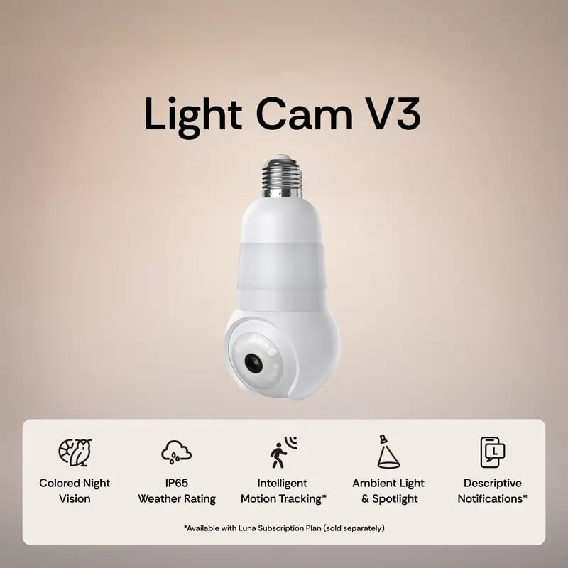 🔥2K Light Bulb Security Camera – 360° Pan & Tilt, Color Night Vision, Built‐in Spotlight, 2.4GHz/5GHz WiFi, Indoor/Outdoor