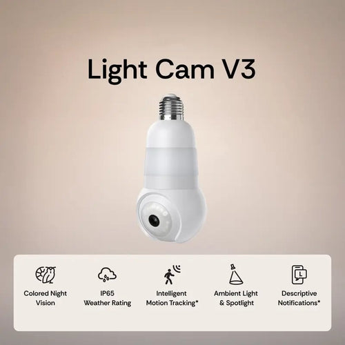 🔥2K Light Bulb Security Camera – 360° Pan & Tilt, Color Night Vision, Built‐in Spotlight, 2.4GHz/5GHz WiFi, Indoor/Outdoor