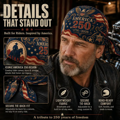 🔥LIMITED AMERICA 250 DESIGN — Cycling Pirate Hat / Biker Headwrap