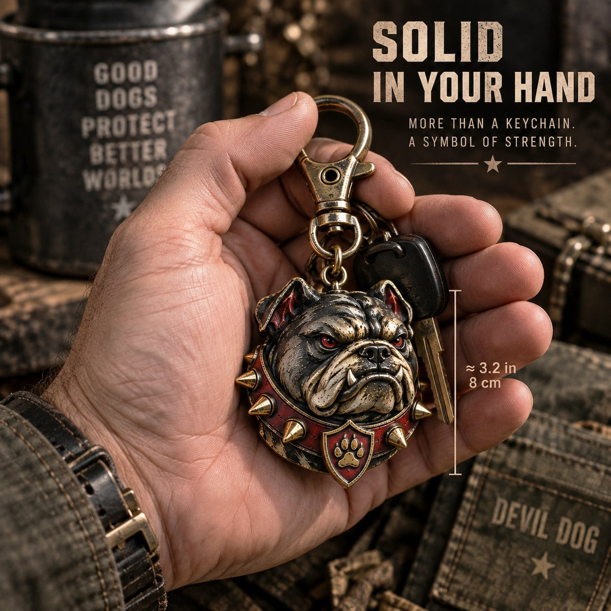  🐶 Devil Dog Guardian Metal Keepsake Keychain