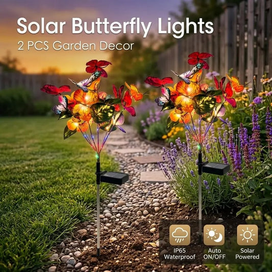 🦋 Solar Butterfly Garden Light – IP65 Waterproof Outdoor Stake – Realistic Colorful Decor for Lawn & Pathway ✨